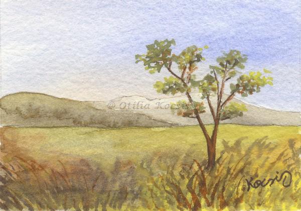 Landscape 01, ACEO watercolor, 3.5x2.5: SOLD