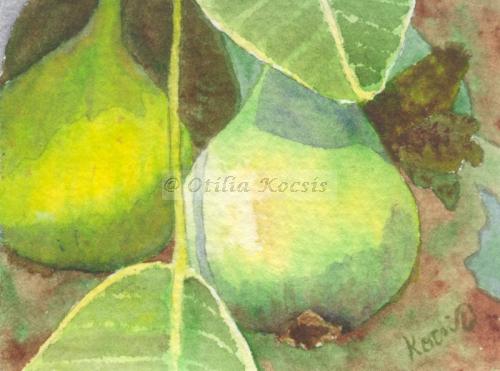 Pears, ACEO watercolor, 3.5x2.5: 15.00 US