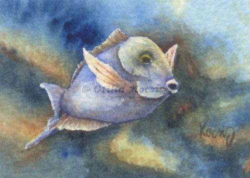 Tropical Fish 05, ACEO watercolor, 3.5x2.5: SOLD