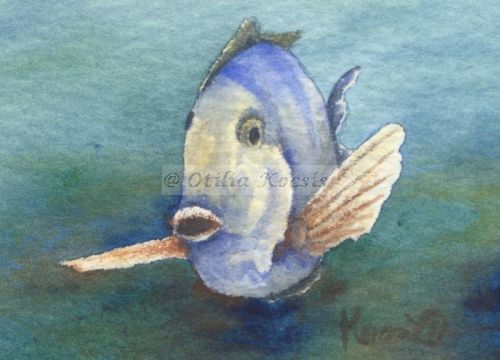 Tropical Fish 06, ACEO watercolor, 3.5x2.5: SOLD