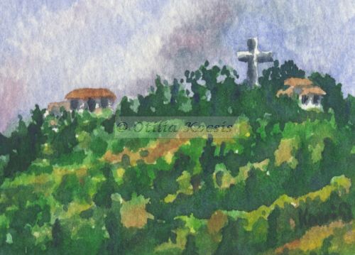 Kampi Cross study 02, ACEO watercolor, 2.5x3.5: 15.00 US$