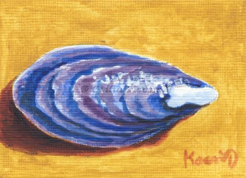 Mussels #02, ACEO acrylics, 3.5x2.5: SOLD