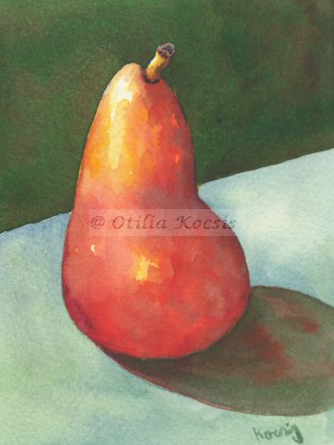 Pear study #01, watercolor, 4"x6": 30.00 US$