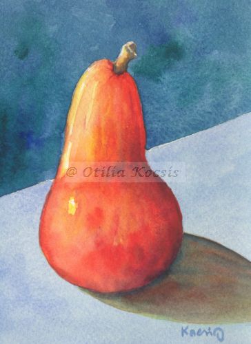 Pear study #02, watercolor, 4"x6": NFS