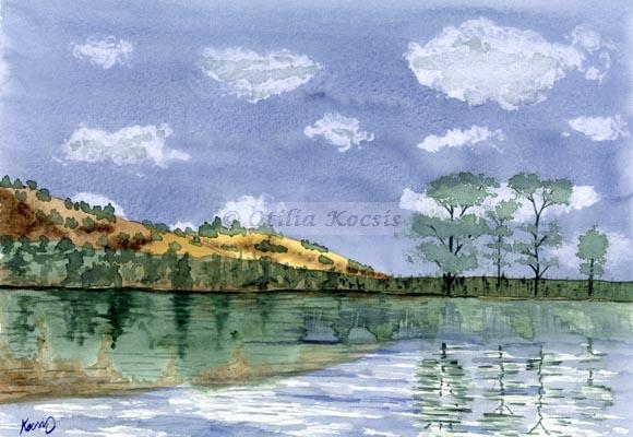 Lake Reflections, watercolor, 7"x10": SOLD