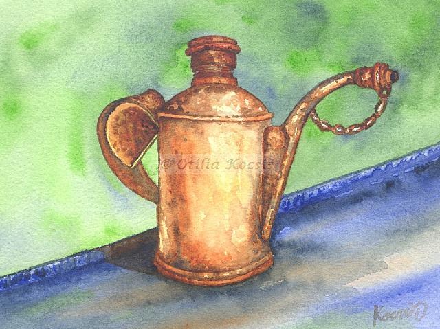 Oil Can, watercolor, 7"x5": SOLD