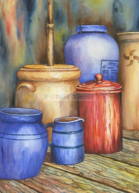 Crockery Shop, watercolor, 10"x14": 125.00 US$