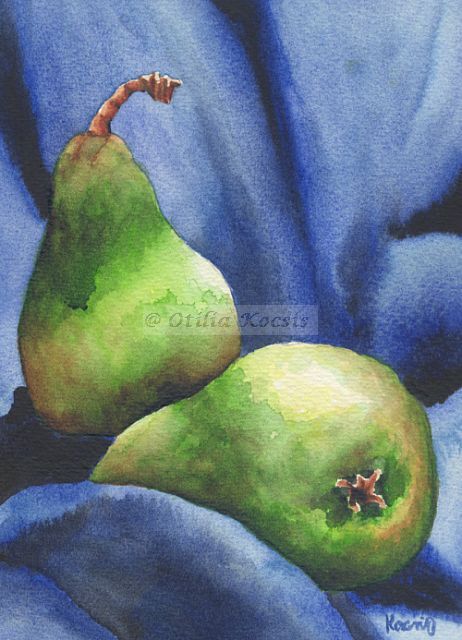 Green Pears, watercolor, 5"x7": 45.00 US$