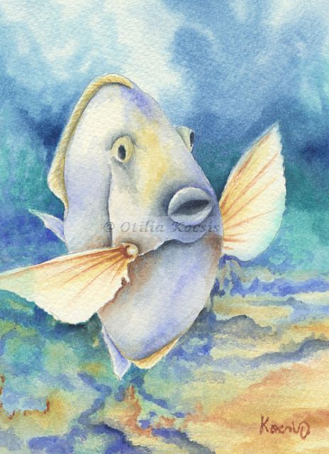 Tropical Fish #10, watercolor, 5"x7": SOLD
