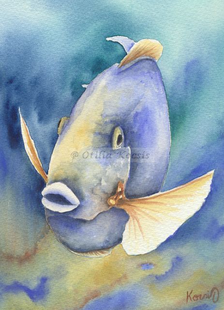 Tropical Fish #11, watercolor, 5"x7": SOLD