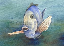 Tropical Fish 06, ACEO watercolor, 3.5x2.5: SOLD