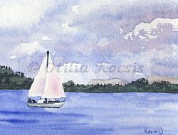 Seascape study, watercolor, 4"x6": 30.00 US$