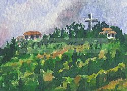 Kampi Cross study 02, ACEO watercolor, 2.5x3.5: 15.00 US$