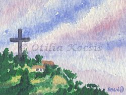 Kampi Cross study 01, ACEO watercolor, 2.5x3.5: 15.00 US$