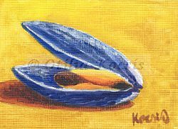 Mussels #05, ACEO acrylics, 3.5x2.5: 20.00 US$
